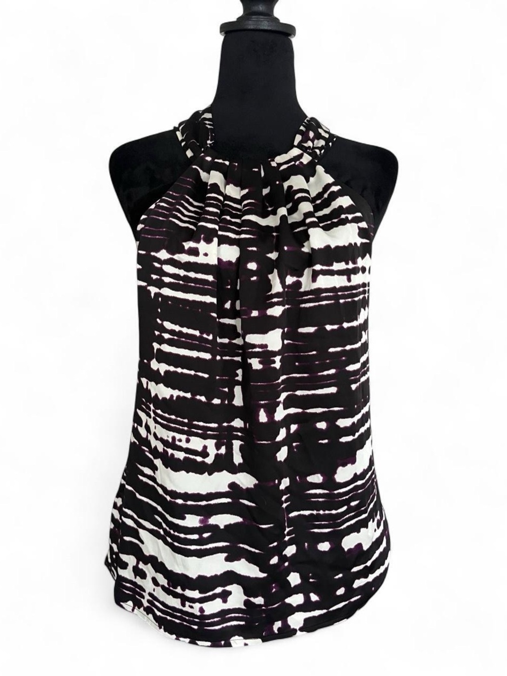 Ann Taylor Abstract Print Halter Top Black Purple Size 4
